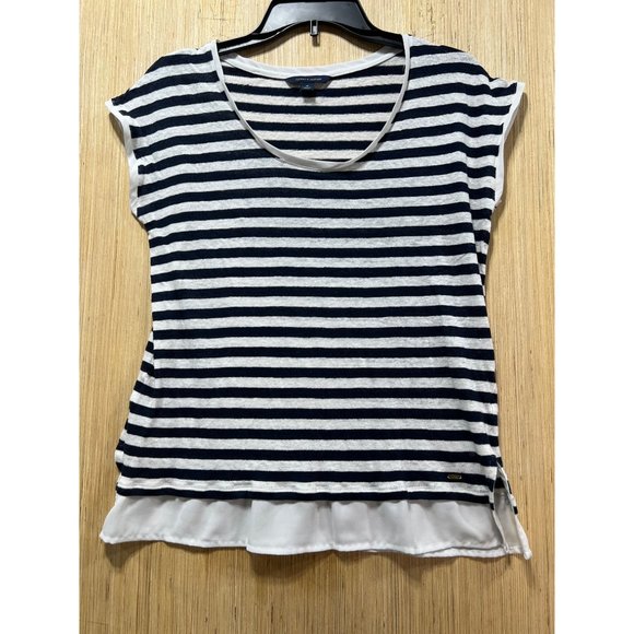 Tommy Hilfiger - Women's Blouse Stripe - Blue/White - Medium - Picture 1 of 12